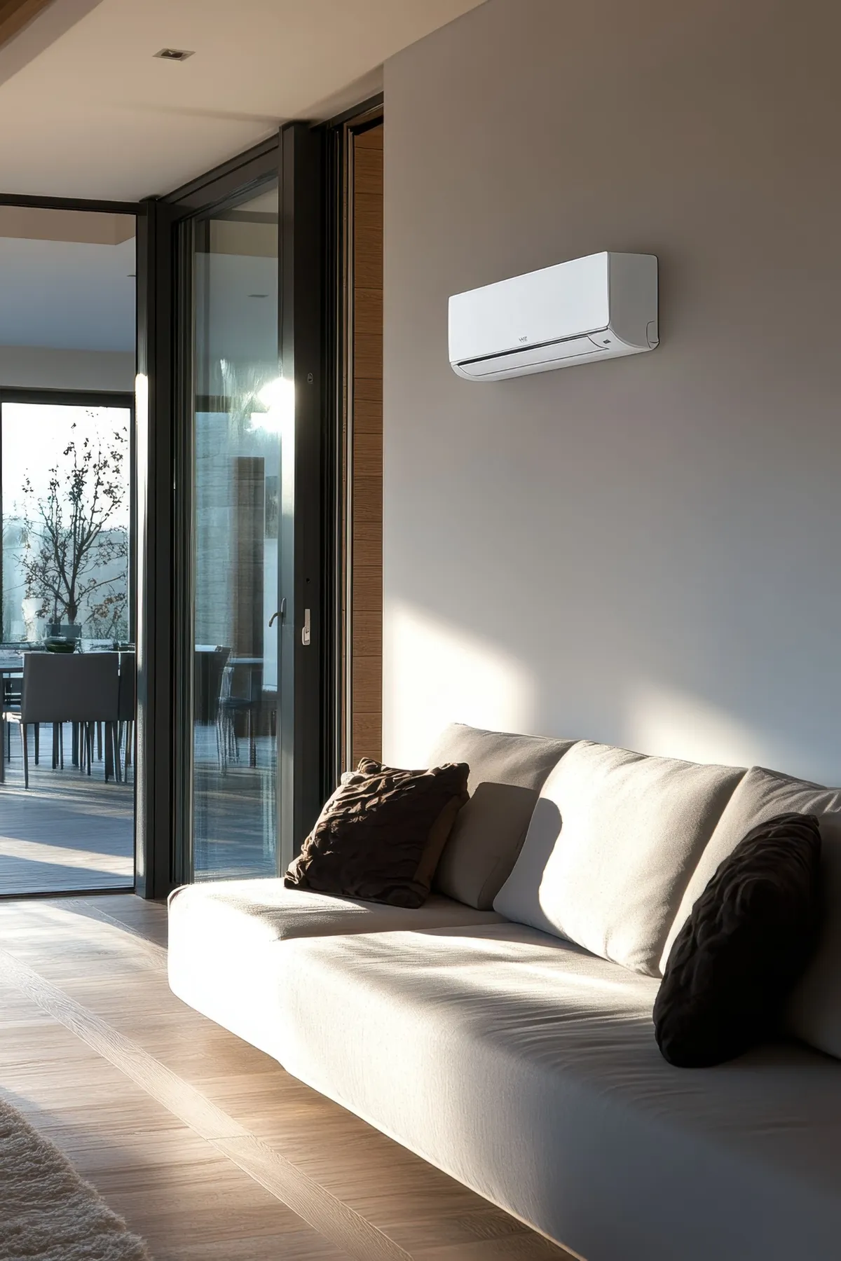 Unité intérieure de climatisation installée dans une maison moderne par un installateur de climatisation professionnel.